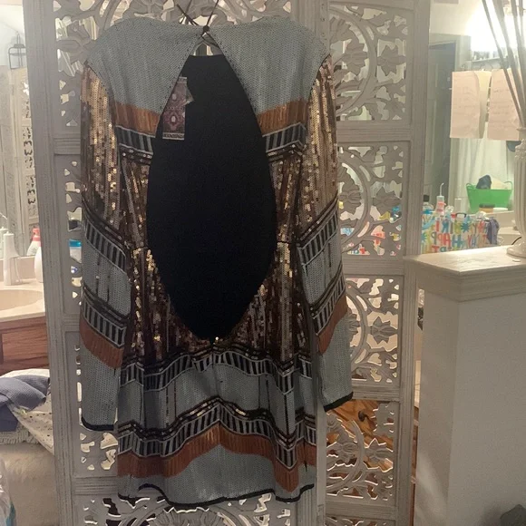 Brand New Multi color Gold Sequin Bodycon Dress by Boohoo, Size 12 - Picture 1 of 4